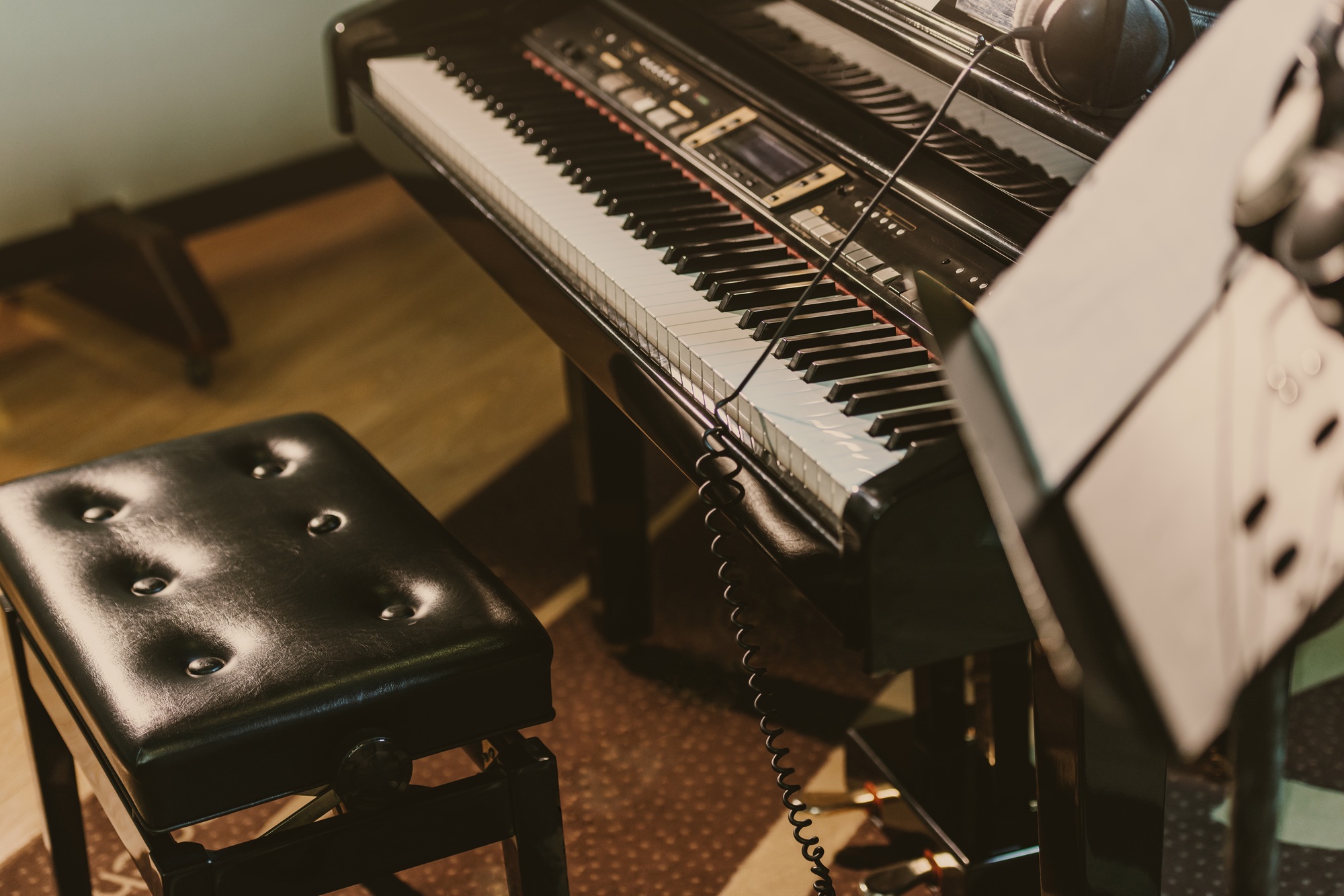 electric piano in sound recording studio