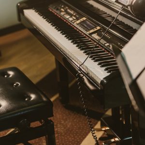electric piano in sound recording studio